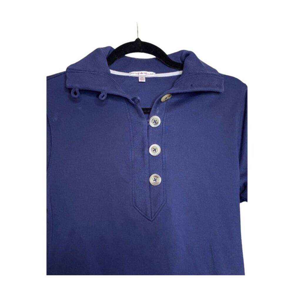 Vintage Peter Millar Women's Medium Long Sleeve Shirt Cotton Blue Polo Henley - Picture 3 of 7